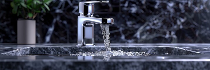 Demonstration of household faucet delivering running water, an integral part of daily life