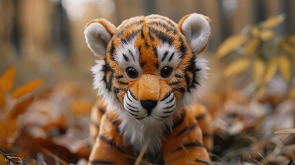Fluffy Toy Tiger Gazing at Camera
