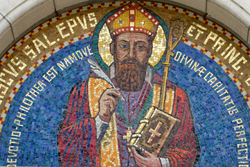 A mosaic of St Francis of Sales. Une mosaïque de Saint Francois de Sales.