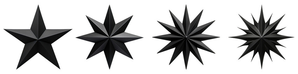 Obraz premium 3d black shape star elements png on transparent background