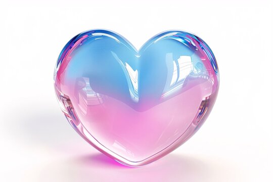 a glass heart with a pink and blue gradient