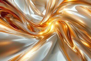 A stunning 3D render of abstract golden shapes intertwined in a complex composition, featuring reflective surfaces and intricate details that exude luxury and elegance