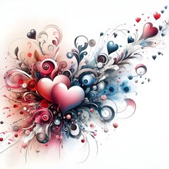 hearts and love abstract floral background