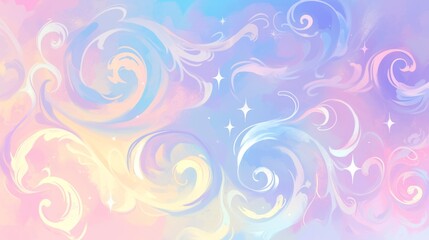 Pastel Swirls and Stars Abstract Art