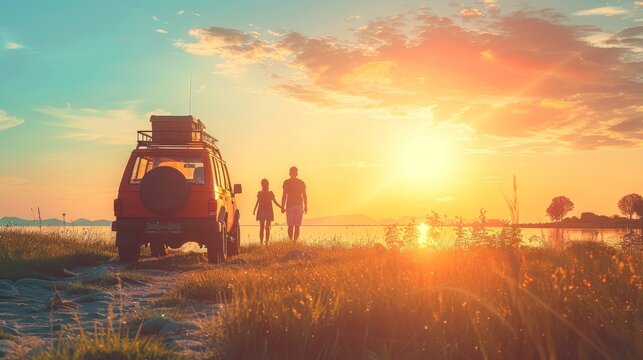 35. Family on a road trip adventure, exploring new destinations and scenic routes
