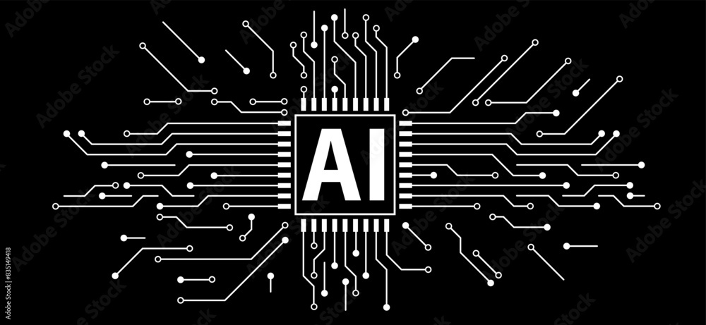 Poster artificial intelligence ai pictogram. technology related to artificial intelligence, computers and s