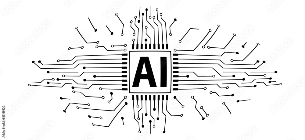 Poster artificial intelligence ai pictogram. technology related to artificial intelligence, computers and s