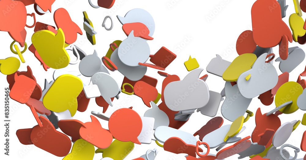 Poster touching 3d rendering flying email icon with his fin