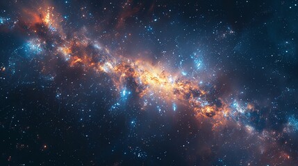 Fototapeta premium A galaxy with a bright orange star in the middle