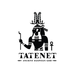 Silhouette of the Iconic ancient Egyptian god tatenet, Middle Eastern god Logo for Modern Use