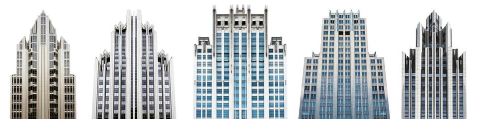 Obraz premium Modern office buildings png on transparent background