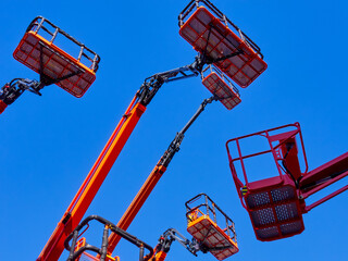 Big group of articulating cranes