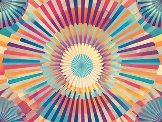 Obraz premium Round fan pattern on geometric abstract background.