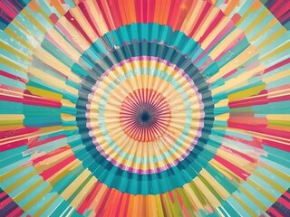 Round fan pattern on geometric abstract background Beautiful colors.