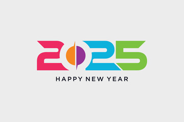 2025 happy new year logo design template vector illustration with creative idea