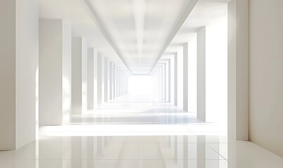 Empty white hall. Vector illustration. 
