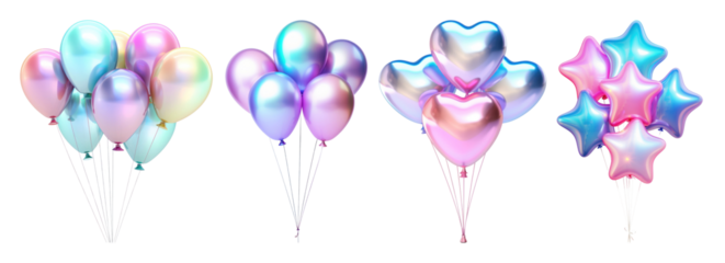 3D iridescent balloon shape set