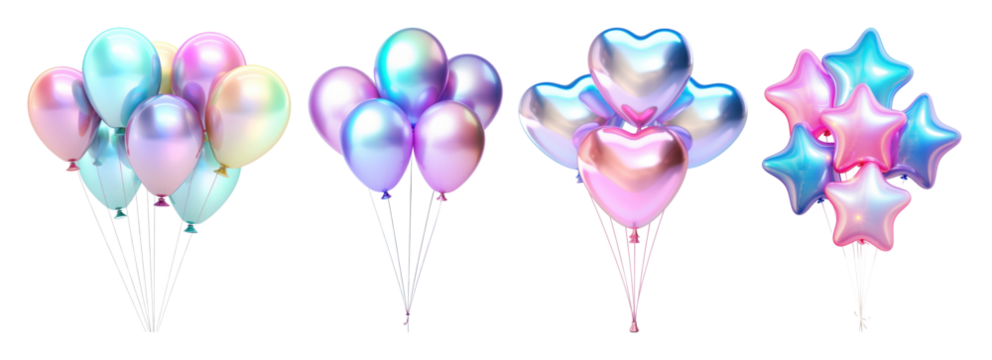 3D iridescent balloon shape set