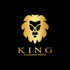 Amazing Elegant Design Golden Lion King Vector Logo Template. Lion head vector illustration.