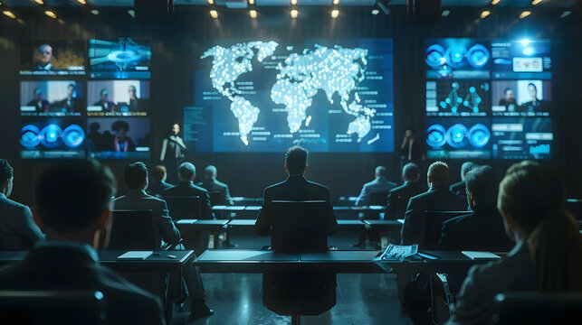 Modern Townhall Meeting with Digital Screens   Technology Integration in Corporate Communication