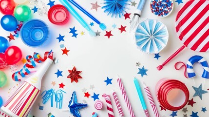 Obraz premium Studio shot of July 4th celebration items with room for copy