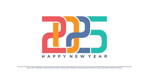 Happy new year 2025 design logo text vector illustration new year celebration concept