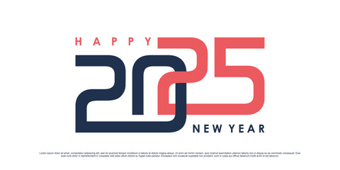 Happy new year 2025 design logo text vector illustration new year celebration concept