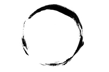 a smear or imprint of black paint in the form of a circle on a blank background