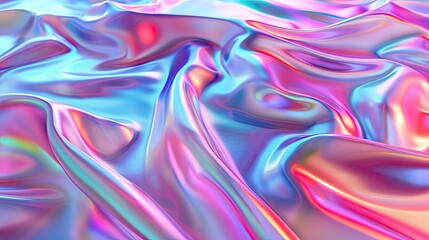 Fototapeta premium Abstract holographic iridescent neon liquid metal texture background. Colorful abstract gleaming fluid material..