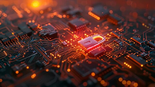 Cybersecurity Concept with Glowing Circuitry