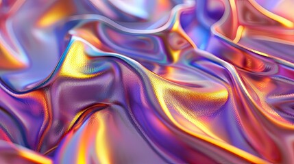 Fototapeta premium Abstract holographic iridescent neon liquid metal texture background. Colorful abstract gleaming fluid material..