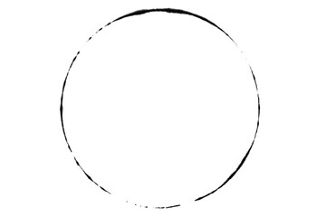 a smear or imprint of black paint in the form of a circle on a blank background