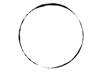 a smear or imprint of black paint in the form of a circle on a blank background