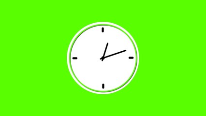 Digital clock and analog circle clock 24 hours black color illustration. lime green screen clock icon 4k illustration.