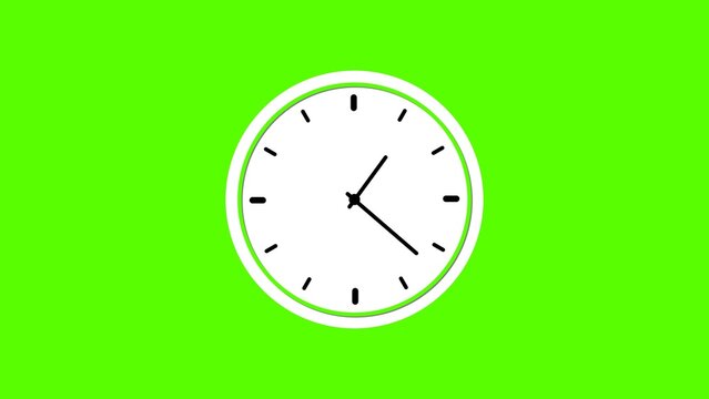 Digital clock and analog circle clock 24 hours black color illustration. lime green screen clock icon 4k illustration.