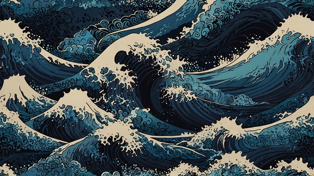 Japanese landscape background with traditional sumi-e painting style, copy space, wallpaper made with AI generative