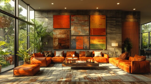 A living room decorated with rainbow-colored furniture symbolizing LGBTQ+ shows gender equality. Pride Month