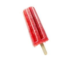 Front view of single Watermelon Kulfi Stick levitating in the air, isolated on a white transparent background