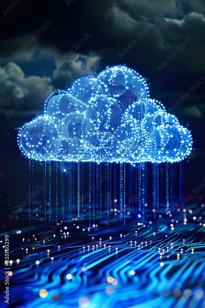Poster concept cloud technology,, cloud computing empowering scalable.