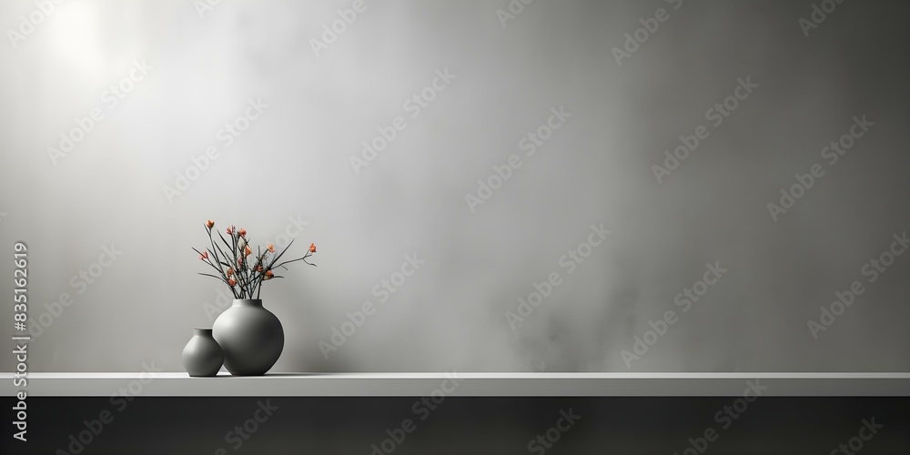 Poster elegant minimalist design with gradient effect on grey background and subtle dot pattern. concept mi