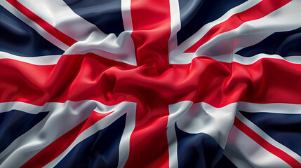 A detailed Union Jack flag with vibrant colors and a realistic texture, symbolizing patriotism and national pride of the United Kingdom.