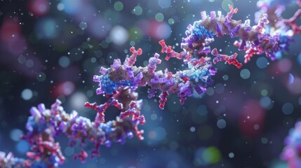 A blue DNA strand with a lot of detail