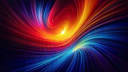 Obraz premium Digital artwork with a swirl of colors transitioning from deep blue to warm hues, evoking movement and energy, perfect for backgrounds or thematic visuals.