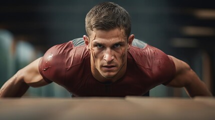 A powerful shot of a determined athlete mid sprints