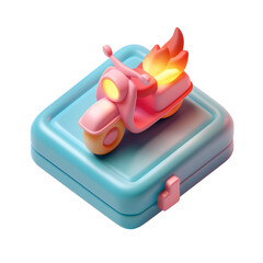 3D Scooter on Pastel Base, vehicle fire insurance icon
