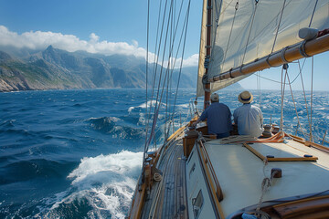 Obraz premium Friends enjoying a day on a sailboat