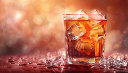 Generate a visual of a glass of cold brew coffee with ice cubes