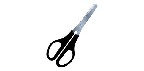 Stationery Black Scissor Isolated On White Background, School Scissor Business Item Vector Illustration.	