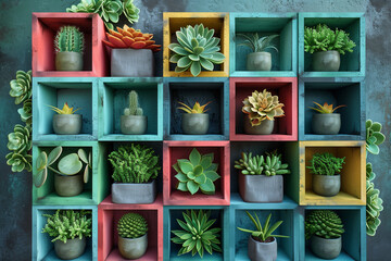 Succulent and cacti plants, pattern