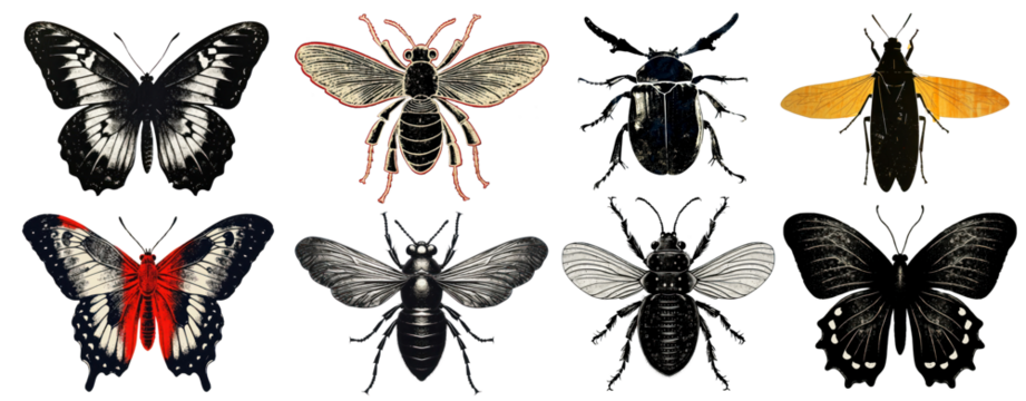 Illustration of insects animal set